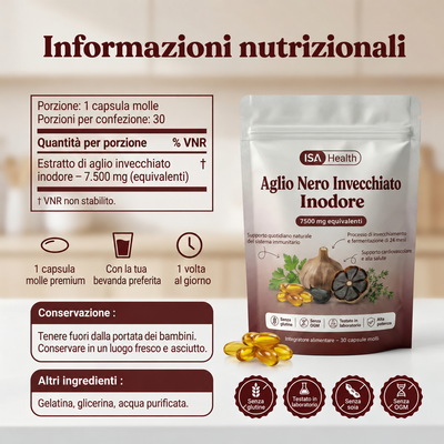 Estratto di aglio invecchiato inodore | Capsule da 7.500 mg
